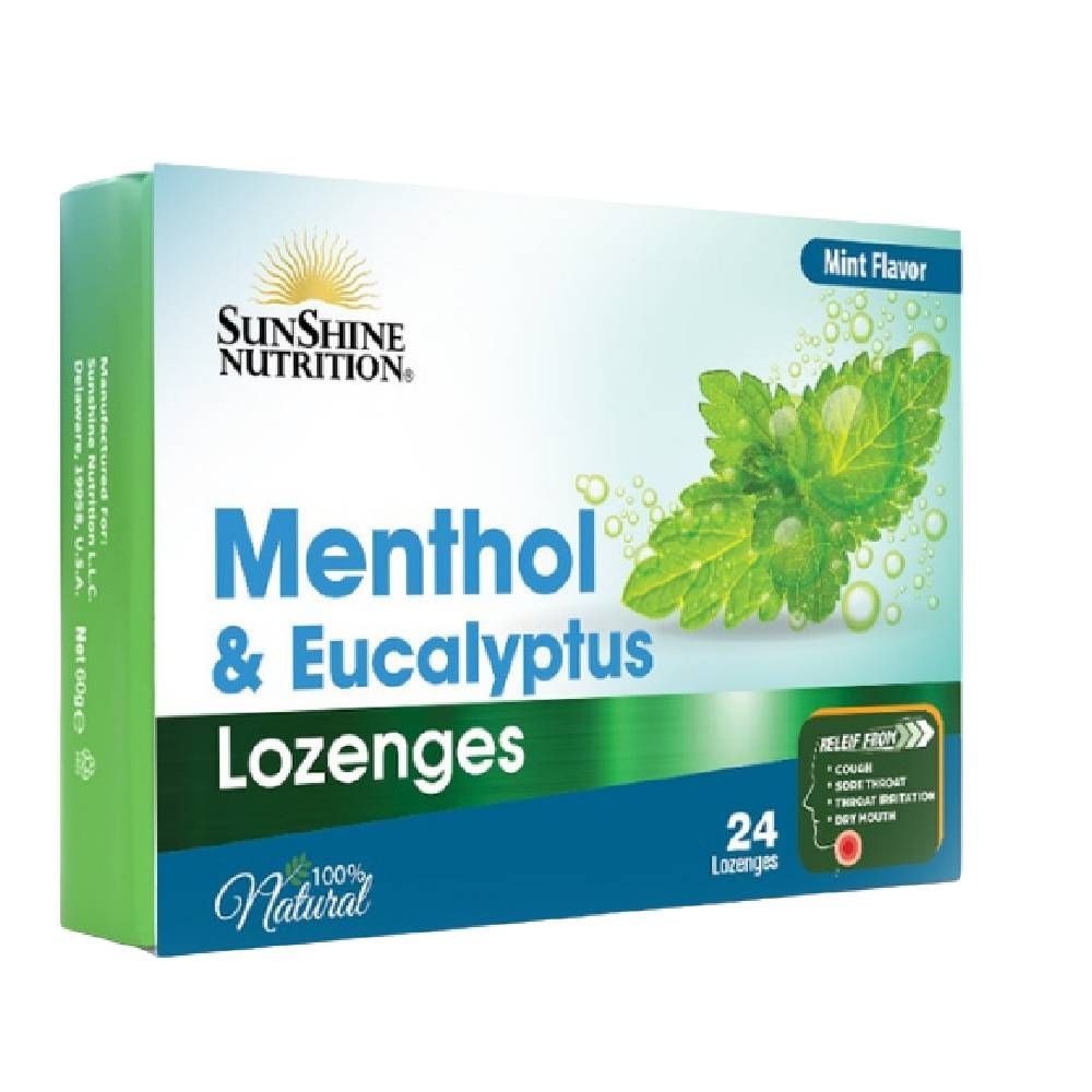 Sunshine Nutrition - Menthol And Eucalyptus Lozenges - Mint Flavour - 24's