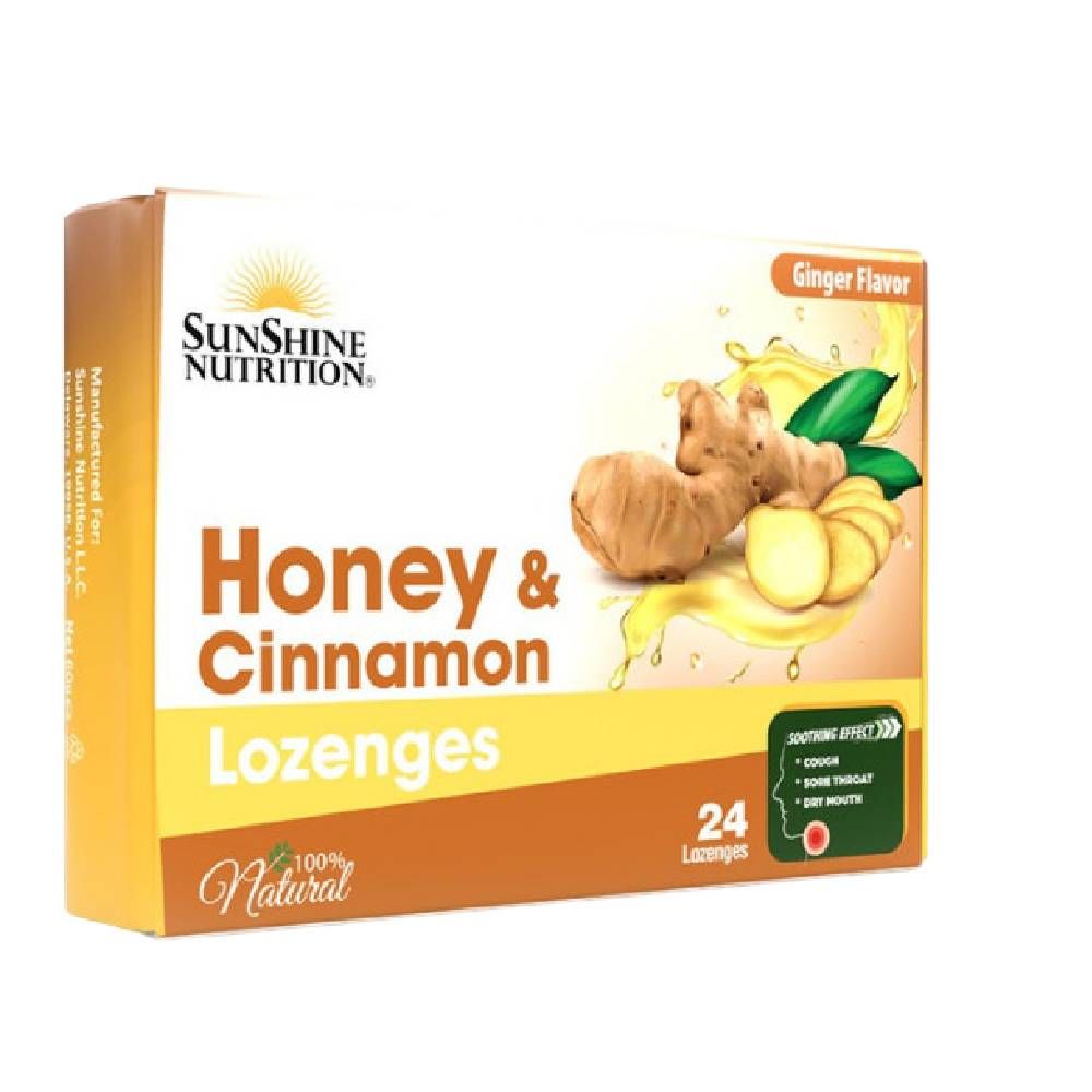 Sunshine Nutrition - Honey And Cinnamon Lozenges - Ginger Flavour - 24's