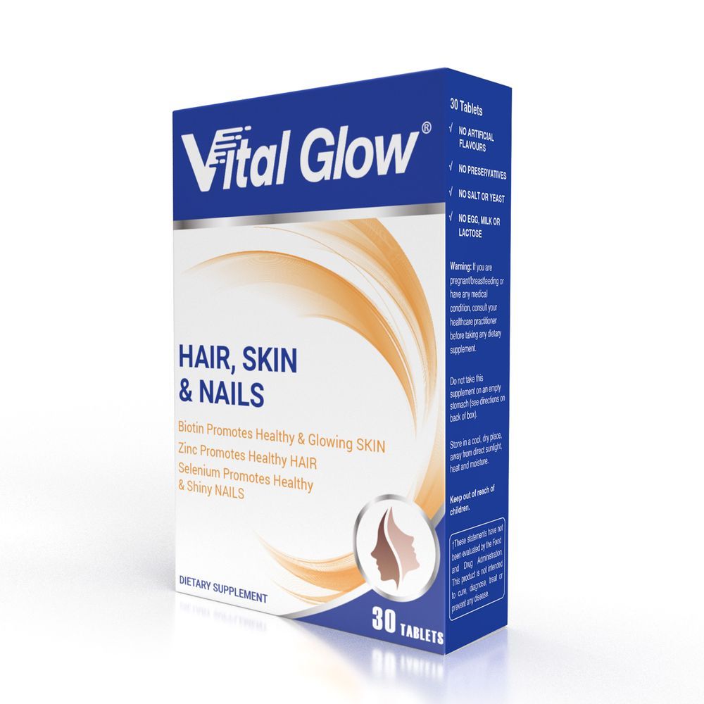 Vital Healthcare - Vital Glow Hair, Skin And Nails Dietary Supplement Tablets - 30's