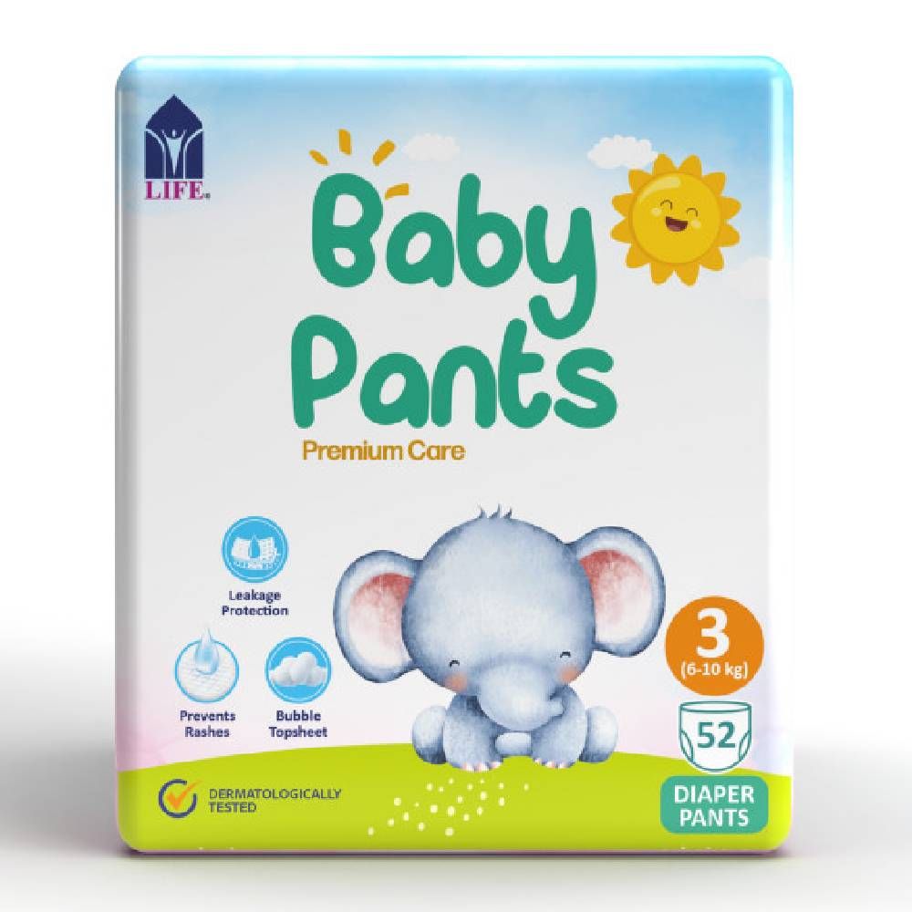 Life - Baby Diaper Pants Size 3-Medium 6-10kg, 52 Count