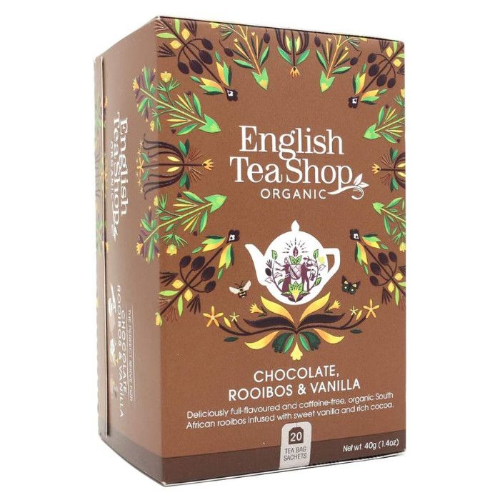 English Tea Shop - Organic Chocolate Rooibos & Vanilla - 100% Organic Tea - 20 Teabags 50g