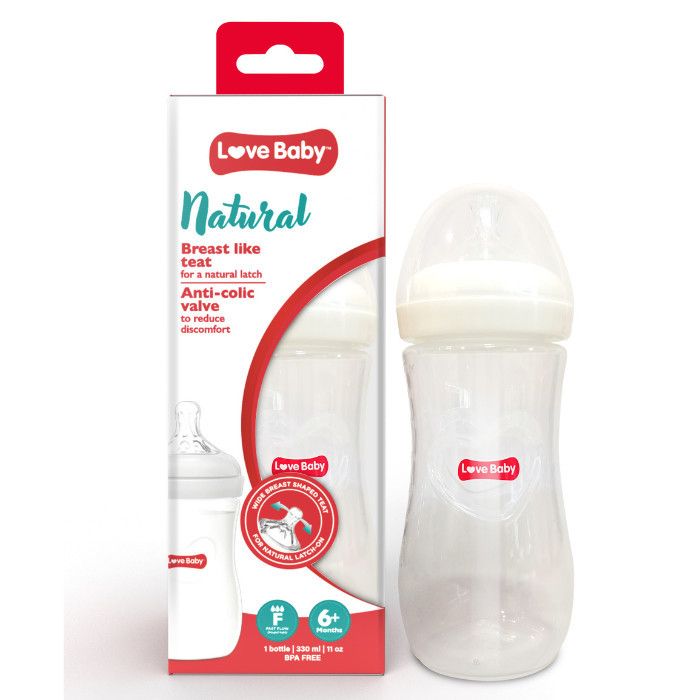 Love Baby - Natural Feeding Bottle - Fast Flow - 330ml - Clear