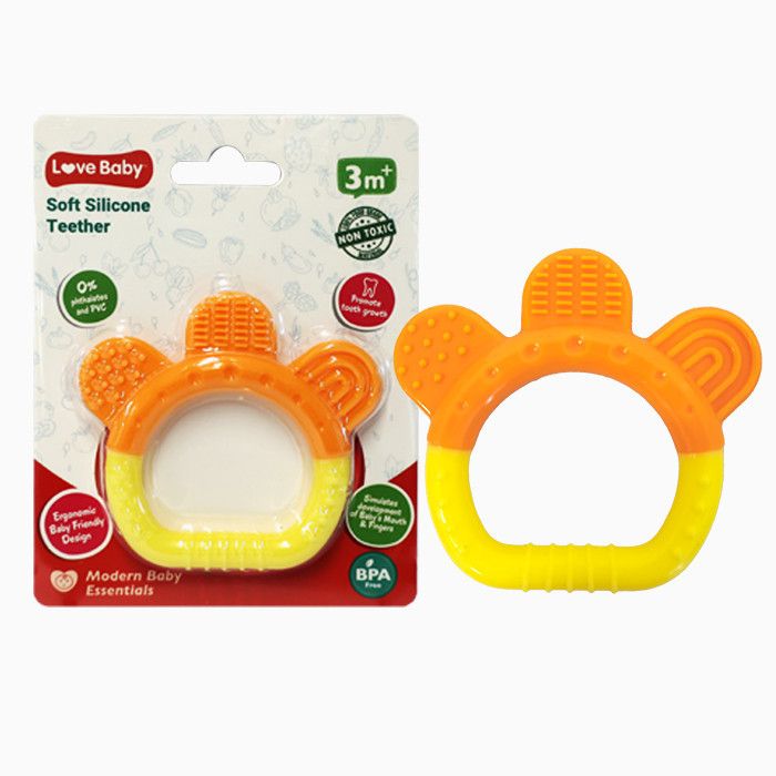 Love Baby - Soft Silicone Teether - Yellow/Orange