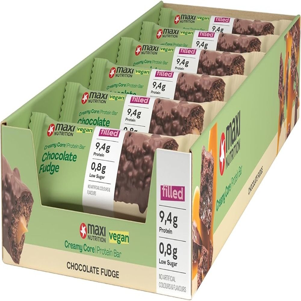 Maxi Nutrition - Vegan Creamy Core Protein Bar Chocolate Fudge - Pack of 12 - 45 gm