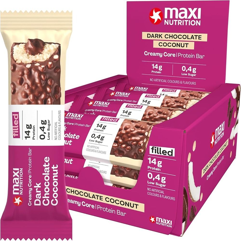 Maxi Nutrition - Dark Chocolate & Coconut Creamy Core Protein Bar - Pack of 12 - 45 gm