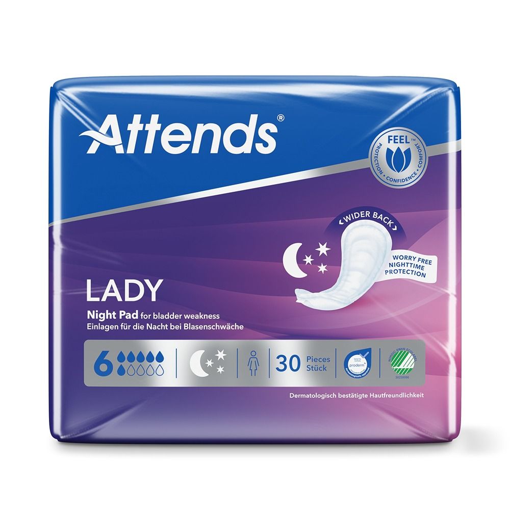 Attends - Lady Wider Back Night Pads 6 - 30 Pcs