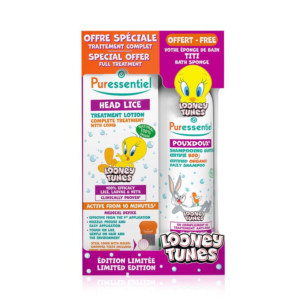 Puressentiel - Looney Tunes Head Lice Lotion, Comb And Shampoo