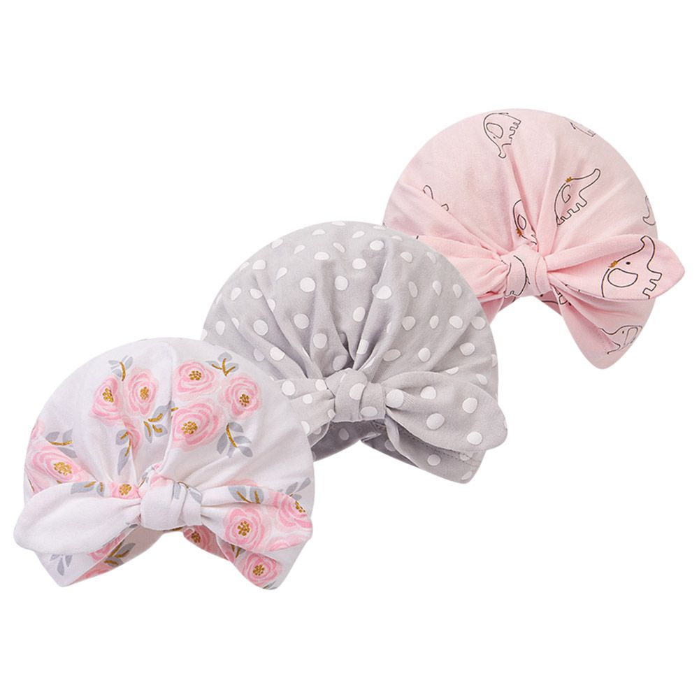 Hudson Childrenswear - 3pc-Set - Turban Caps - Roses