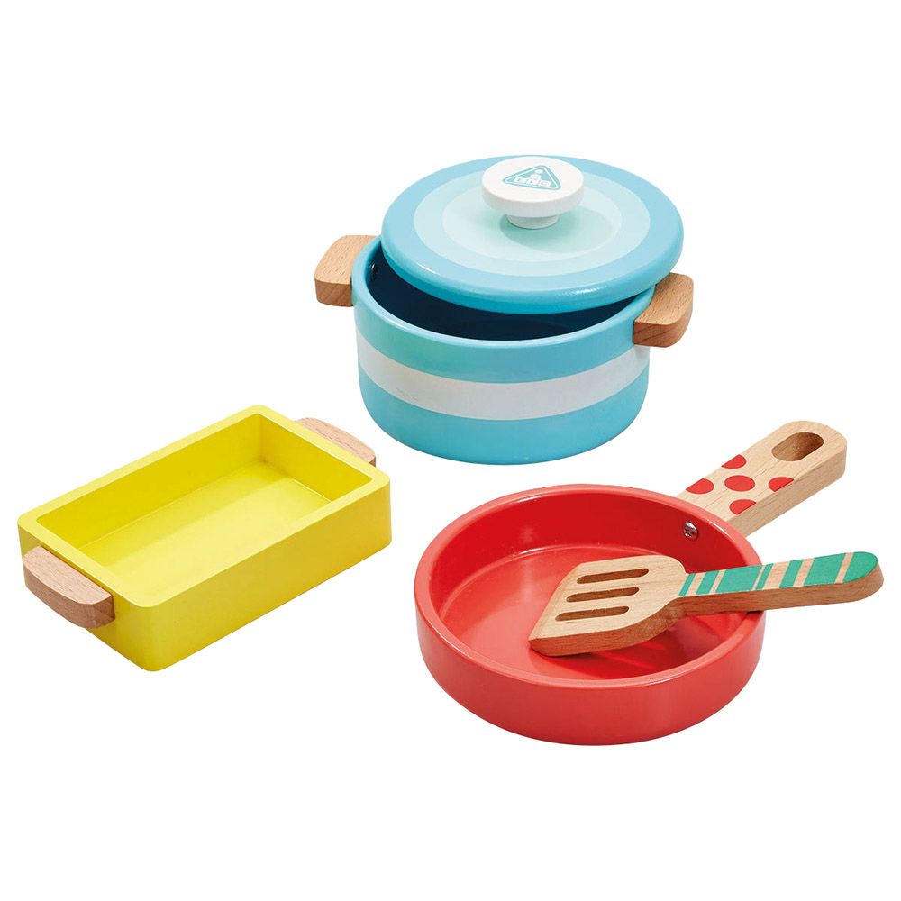 ELC - Wooden Pots And Pans Playset - 4pcs