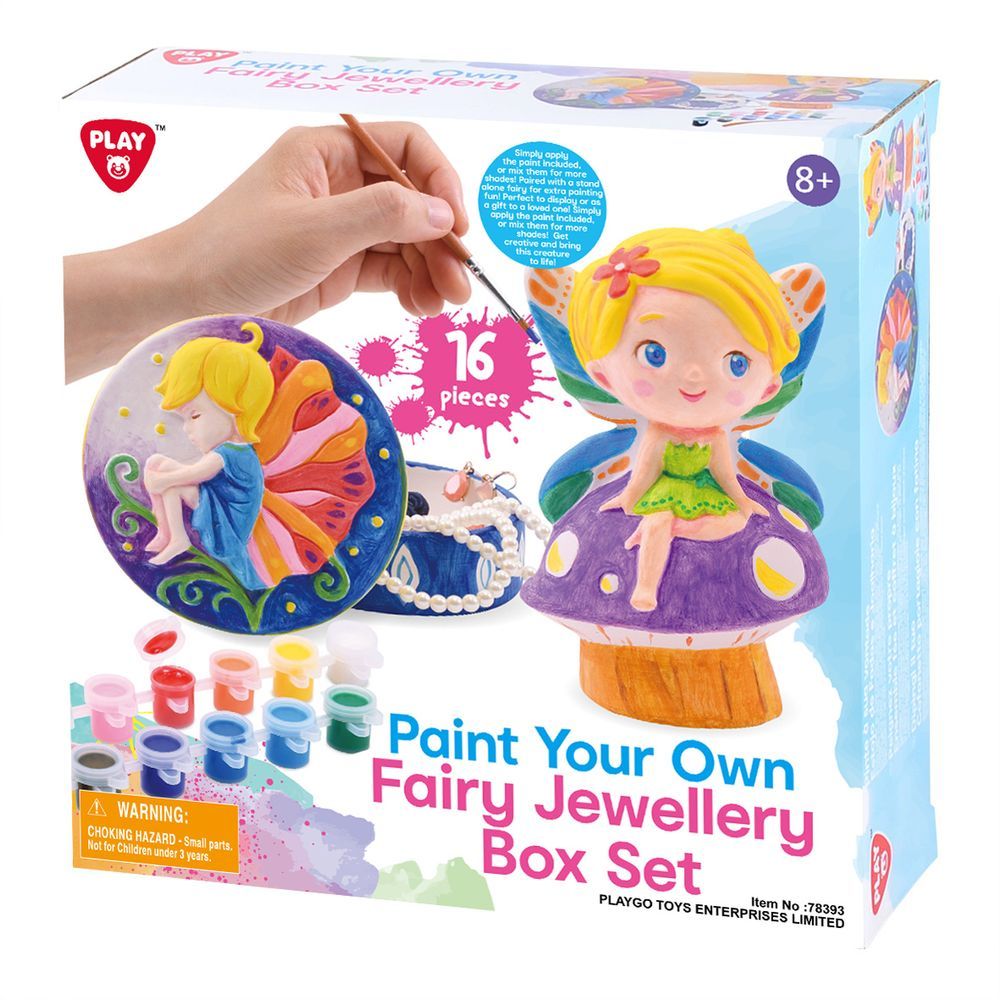 PlayGo - Paint Your Own Fairy Jewellery Box Craft Set - 16 Pcs