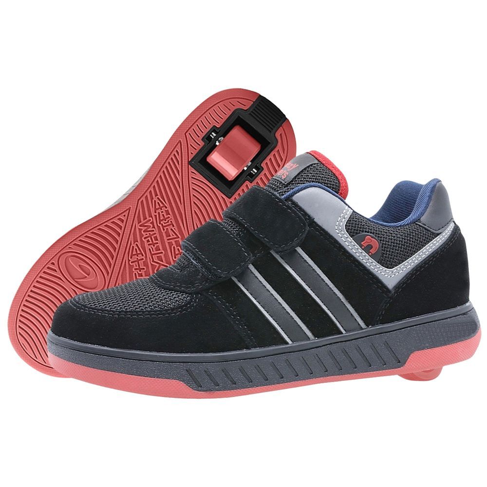 Breezy Rollers - Shoes With Wheels For Kids - Black/Grey