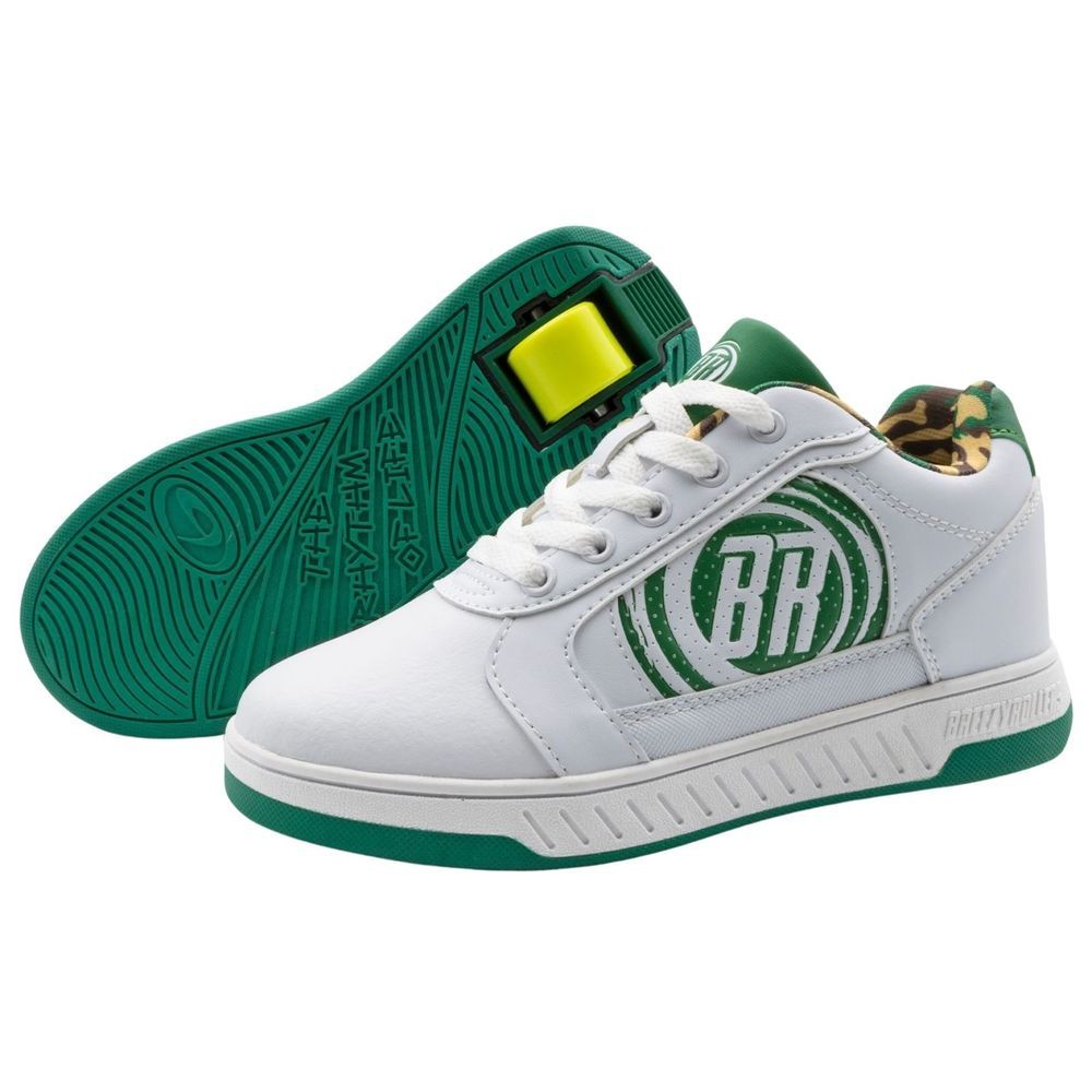 Breezy Rollers - Shoes With Wheels For Kids - White/Green