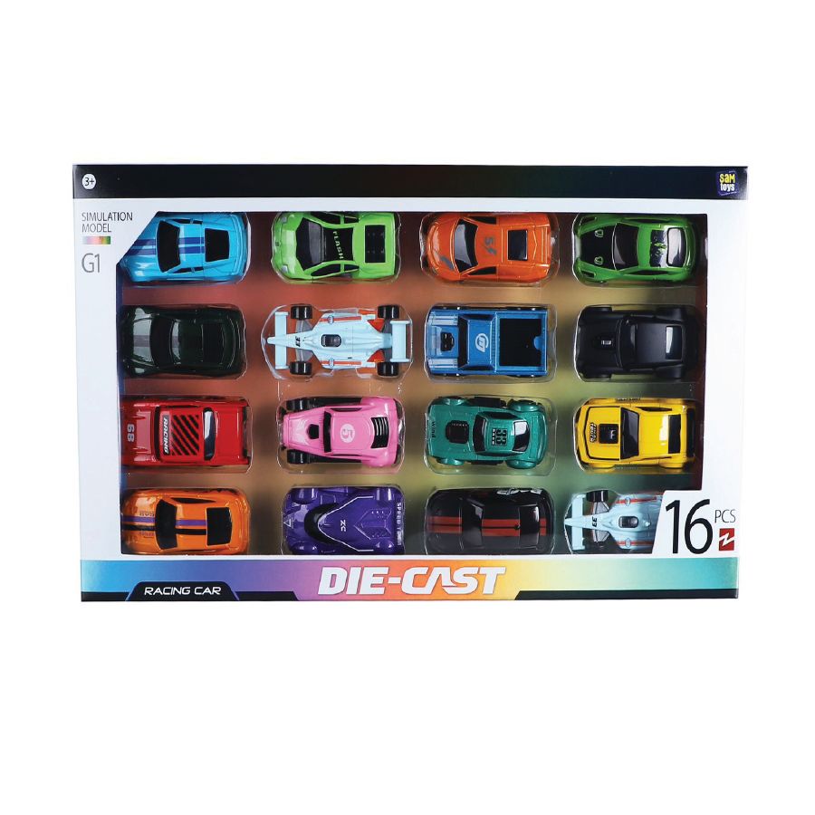 SAM Toys - 1/64 Die Cast Car Playset - 16 Pcs