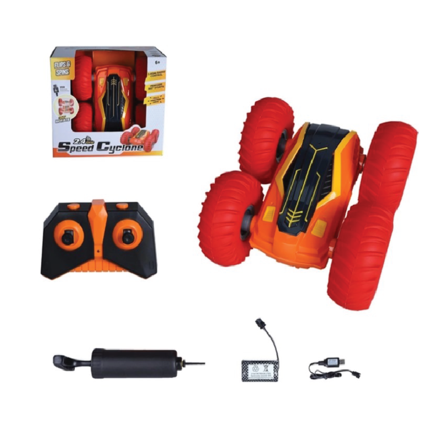 Sam Toys - Remote Control Double Sided Gyro Stunt Car - Orange/Black