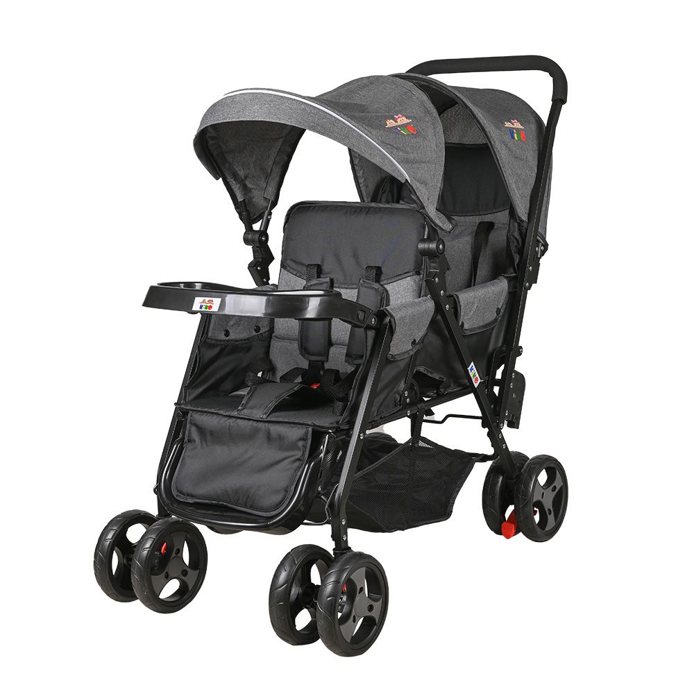 Kiko - Twin Baby Stroller - Grey