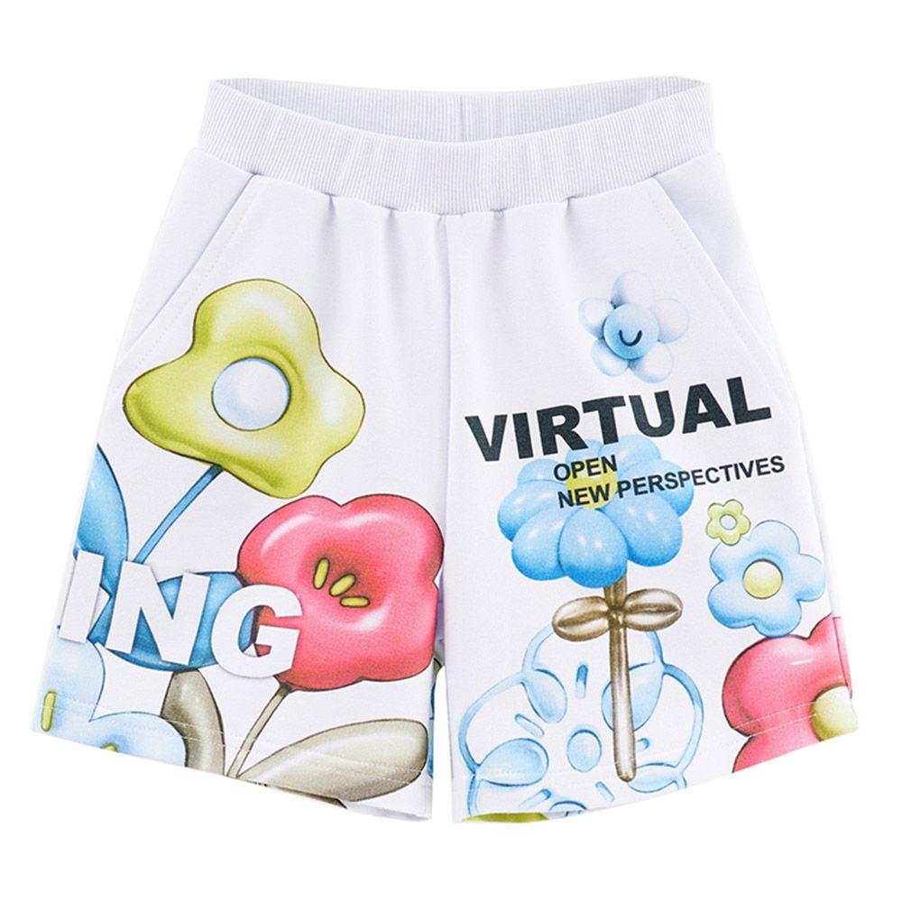 Bell Bimbo - Girls Designer Print Shorts - White