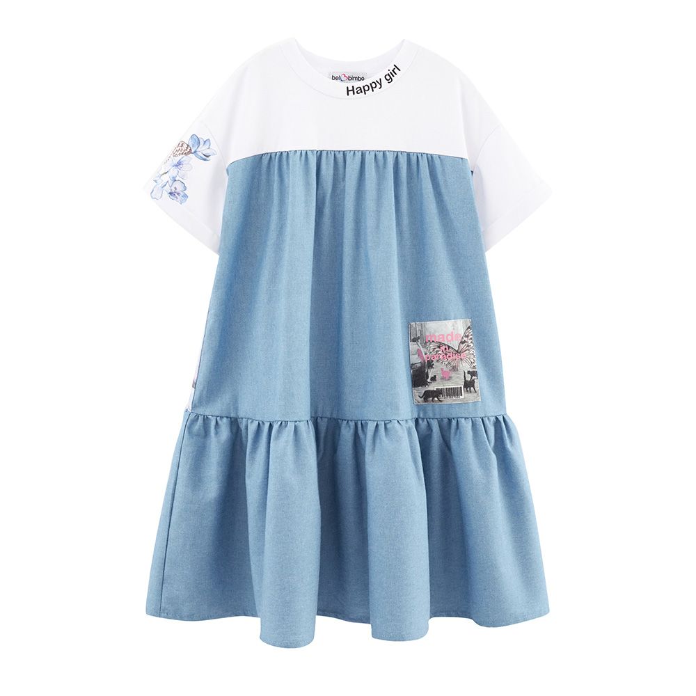 Bell Bimbo - Girls Dress - Blue/White