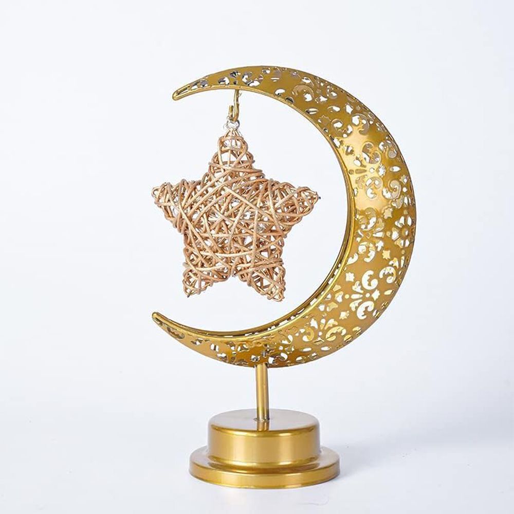 Brain Giggles - Ramadan Moon & Star LED Battery Powered Lamp - Gold