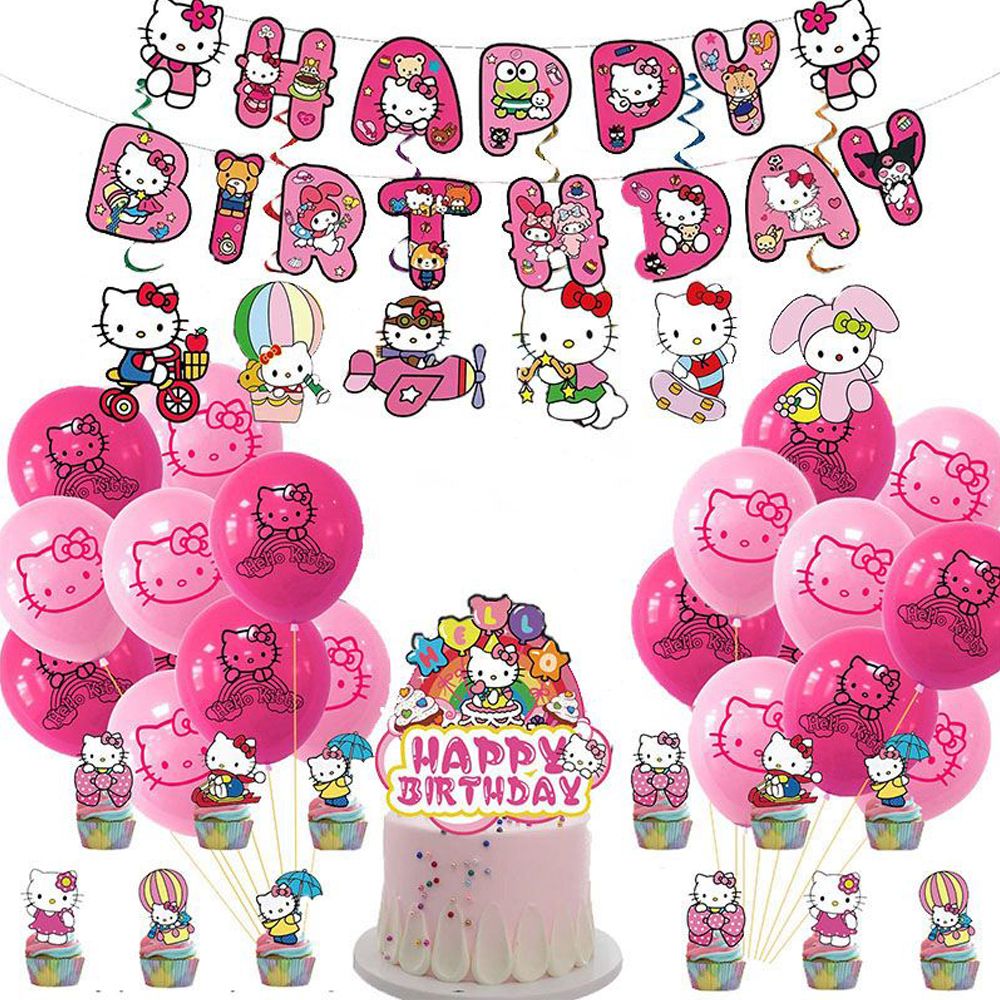 Brain Giggles - Hello Kitty Themed Birthday Party Decoration Set - 50pcs