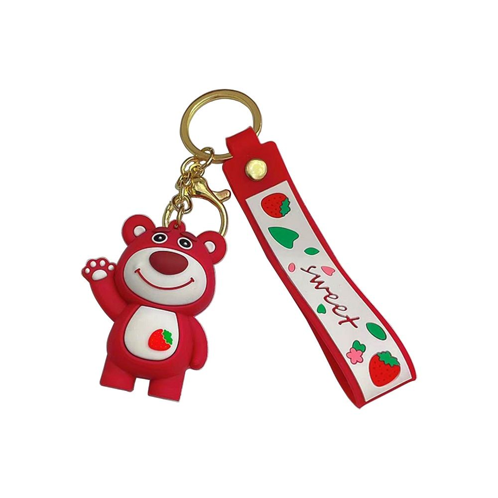 Brain Giggles - Kawaii Silicone Key Chain Holder - Strawberry Bear