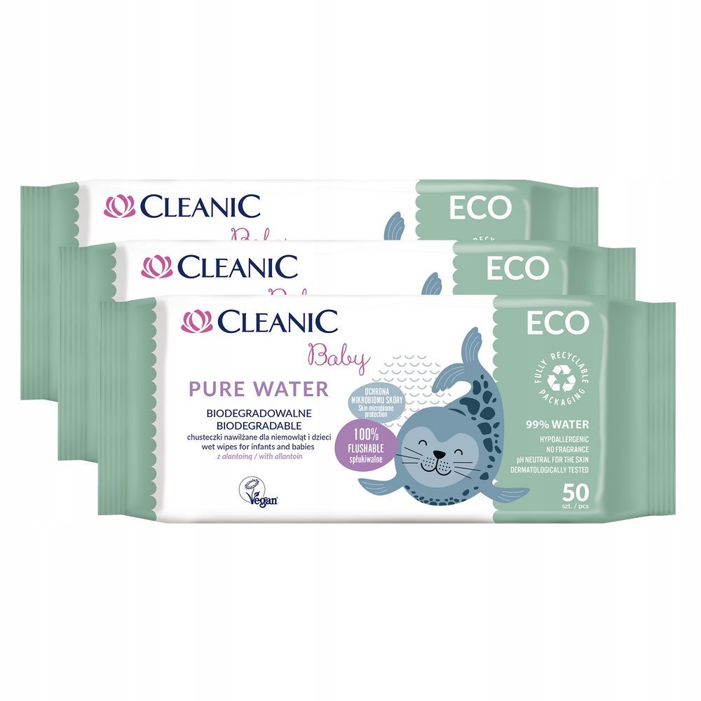 Cleanic - Baby Eco Flushable Wet Wipes - Pack of 3 - 150pcs