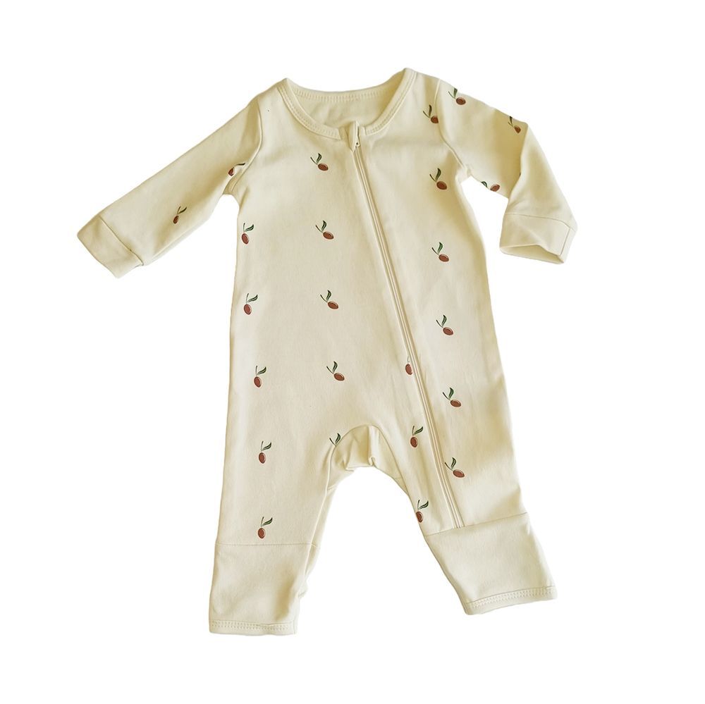 Tickle Tickle - Red Olea Zipup Sleepsuit - Beige