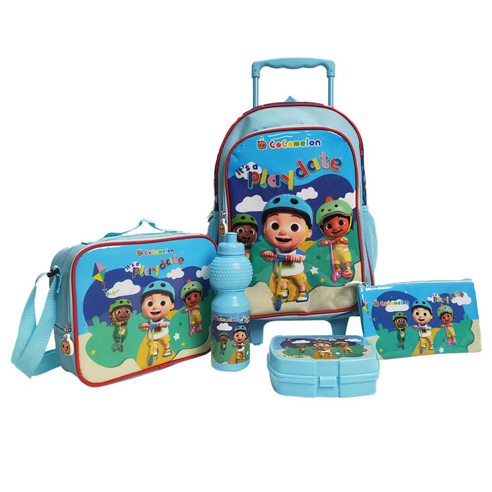 Cocomelon - Trolley Bag 16-inch With Lunch Bag, Pencil Case, Water Bottle And Lunch Box