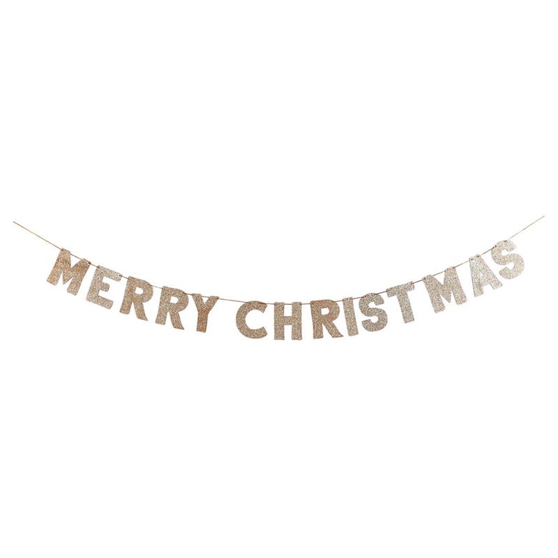 Hootyballoo - Merry Christmas Chunky Glitter Wood Banner - 2m