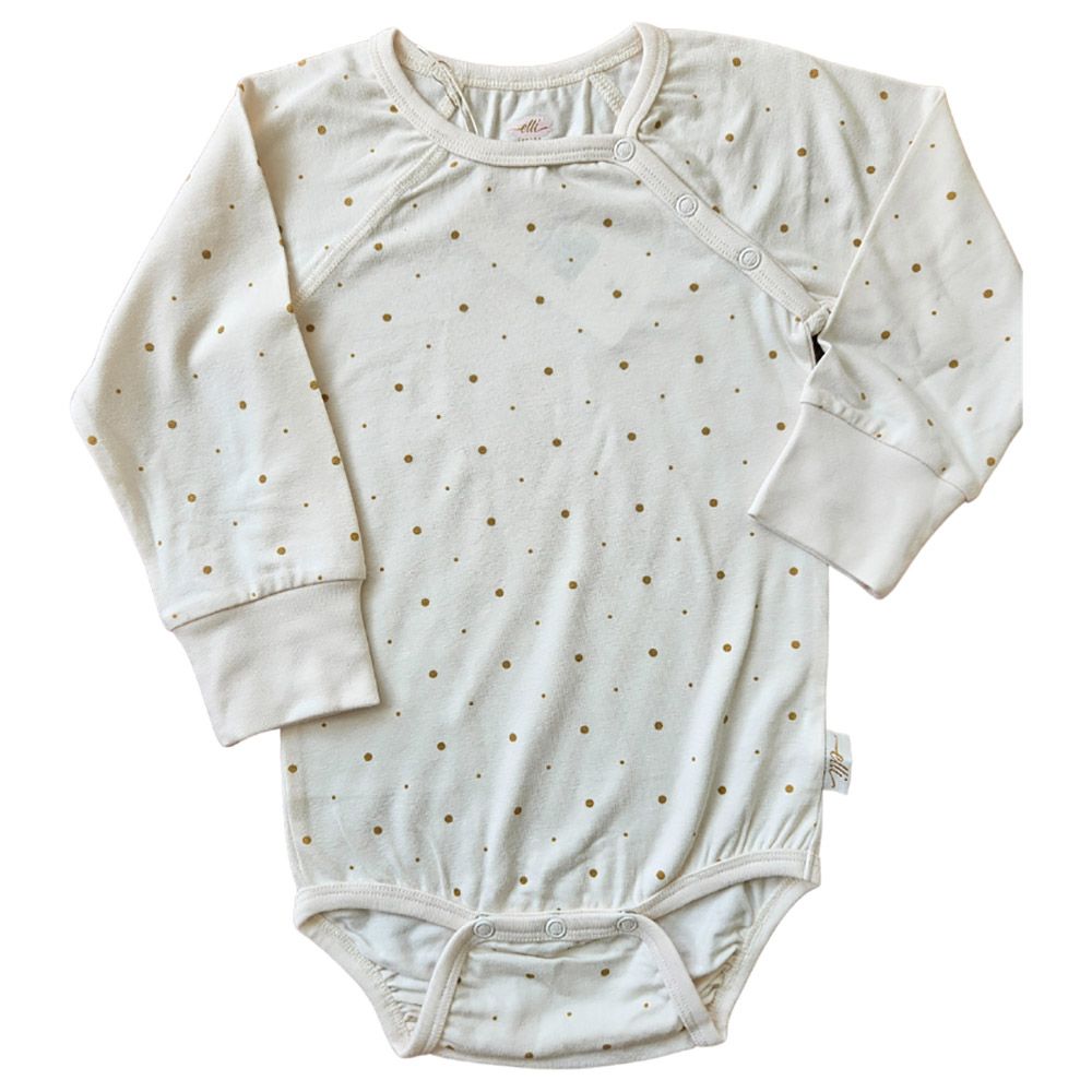 Elli Junior - Bamboo Full Sleeves Bodysuit w/ Golden Dots - Beige