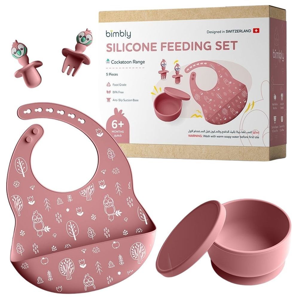 Bimbly - 5-In-1 Baby Feeding Set - Pink - 5 Pcs