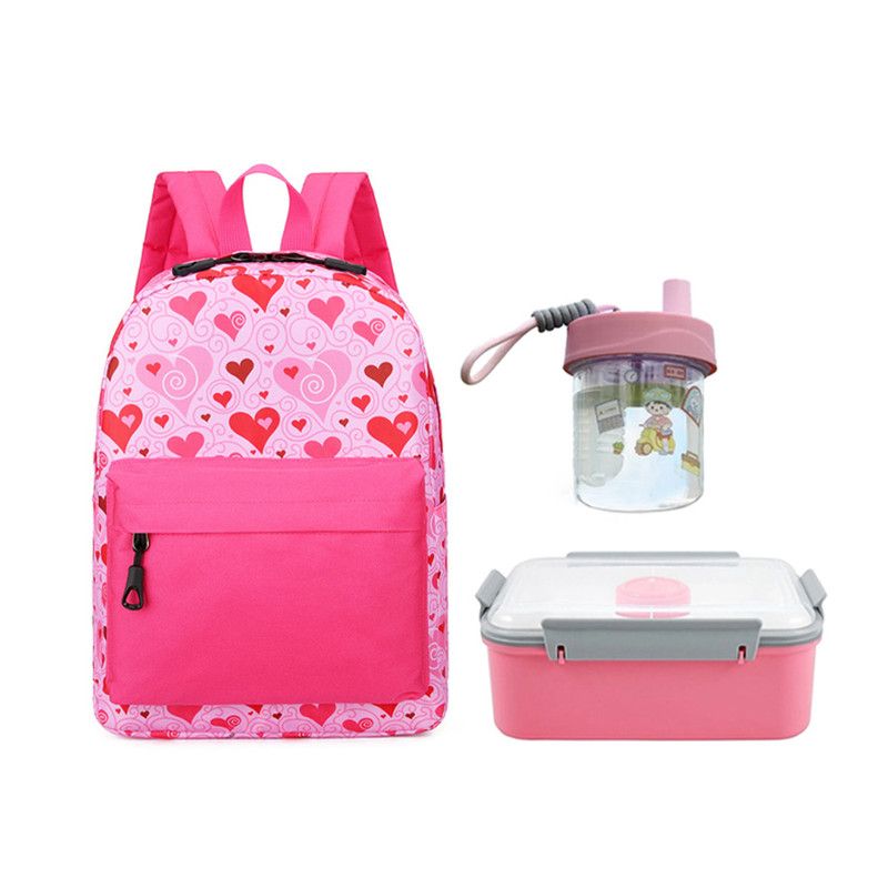 Star Babies - School Backpack W/ Eco Friendly - BPA Free Lunch Box, Water Bottle 550ml - Pink