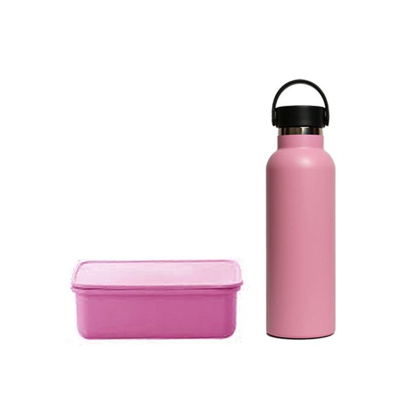 Star Babies - Eco Friendly Lunch Box W/ fork & Spoon BPA Free, Stainless Steel  Water Bottle 600ml - Pink