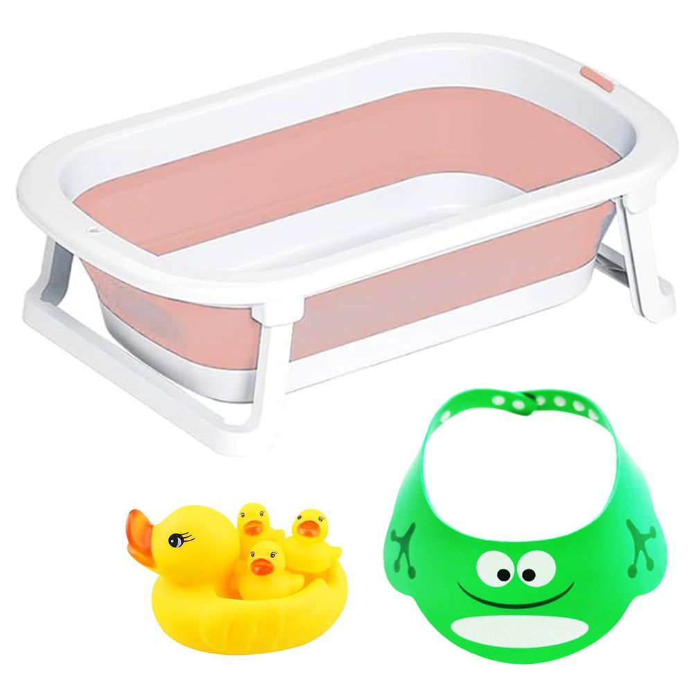 Star Babies - Foldable Bathtub, Shower Cap With Rubber Duck Toy 4pcs - Pink