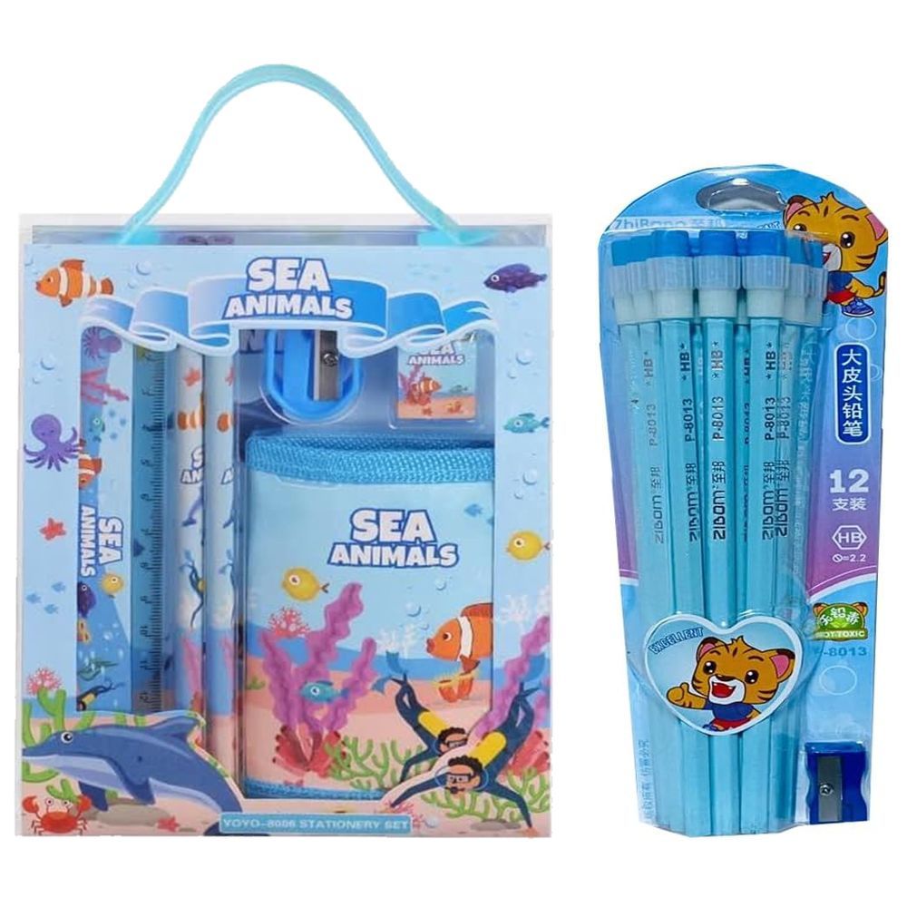 Star Babies - Stationery Set 6pcs With Pencil Set 12pcs - Blue