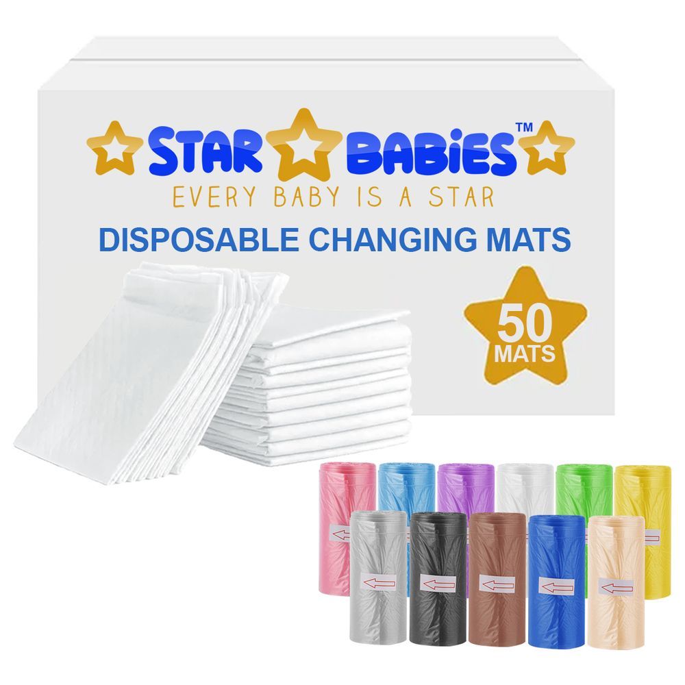 Star Babies - Disposable Changing Mat 50pcs  With Scented Bag 11pcs - White