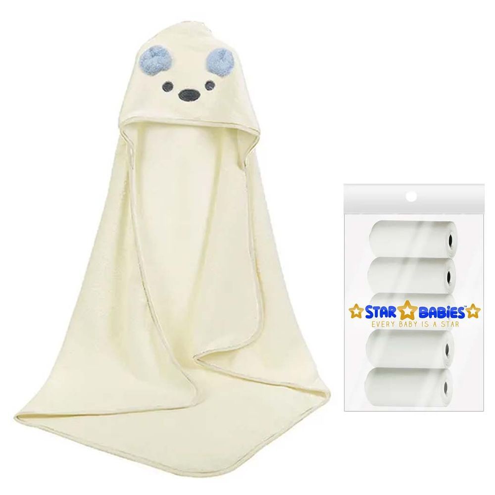 Star Babies - Scented Bag 5pcs With Microfiber Hooded Towel - White