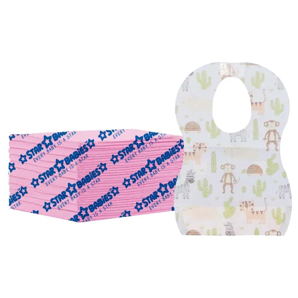 Star Babies - Disposable Changing Mat Pink 12pcs & Bibs 12pcs