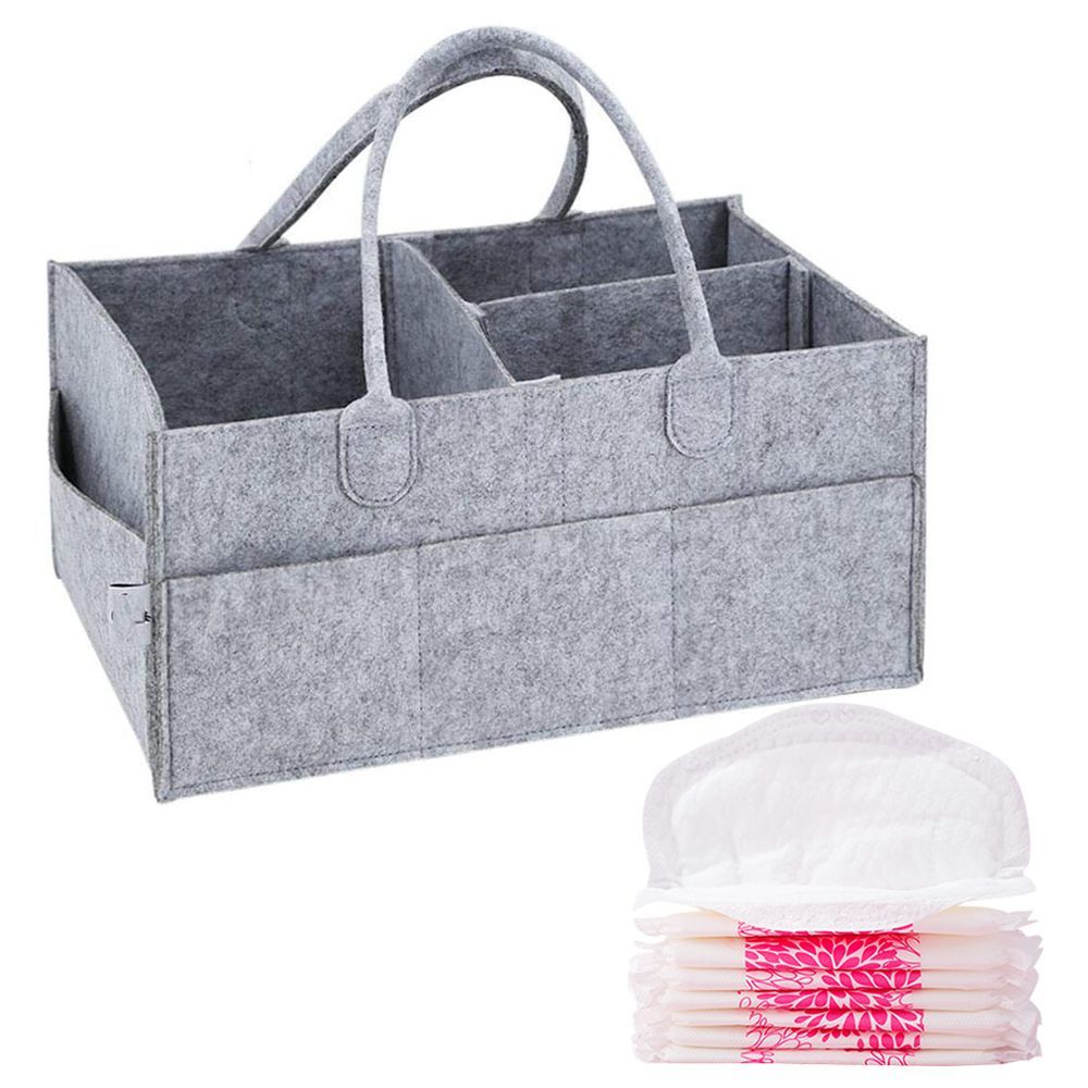 Star Babies - Caddy Diaper Bag Organizer & Disposable Breast Pad 8pcs - Grey