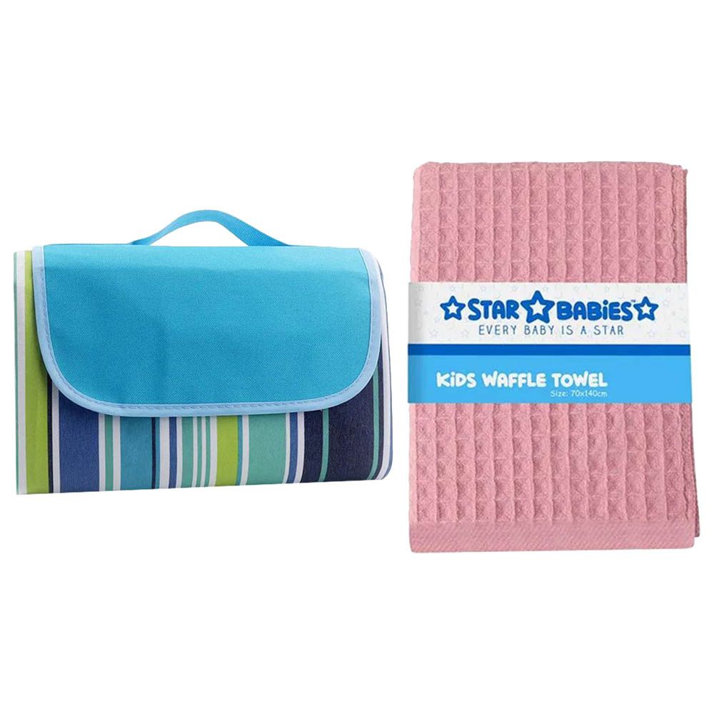 Star Babies - Beach Mat & Waffle Towel - Blue