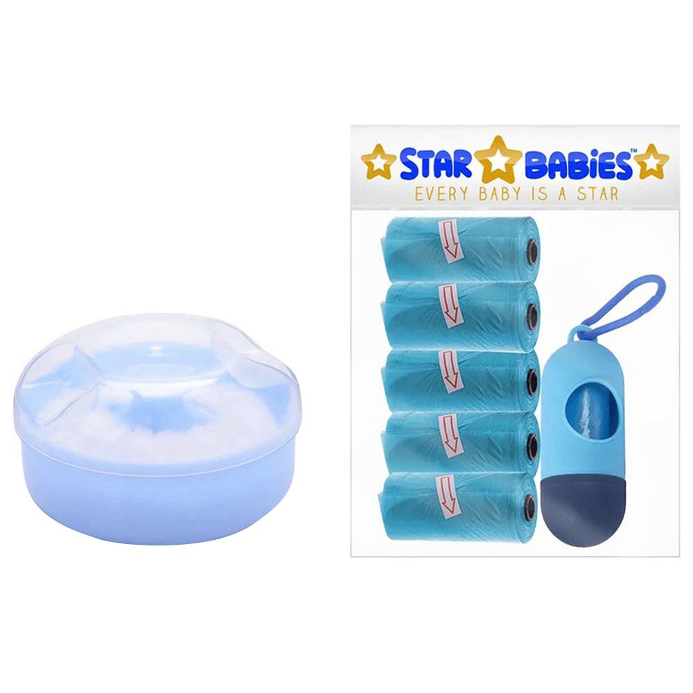 Star Babies - Powder Puff & Disposable Scented Bag 5pcs w/ Dispenser - Blue