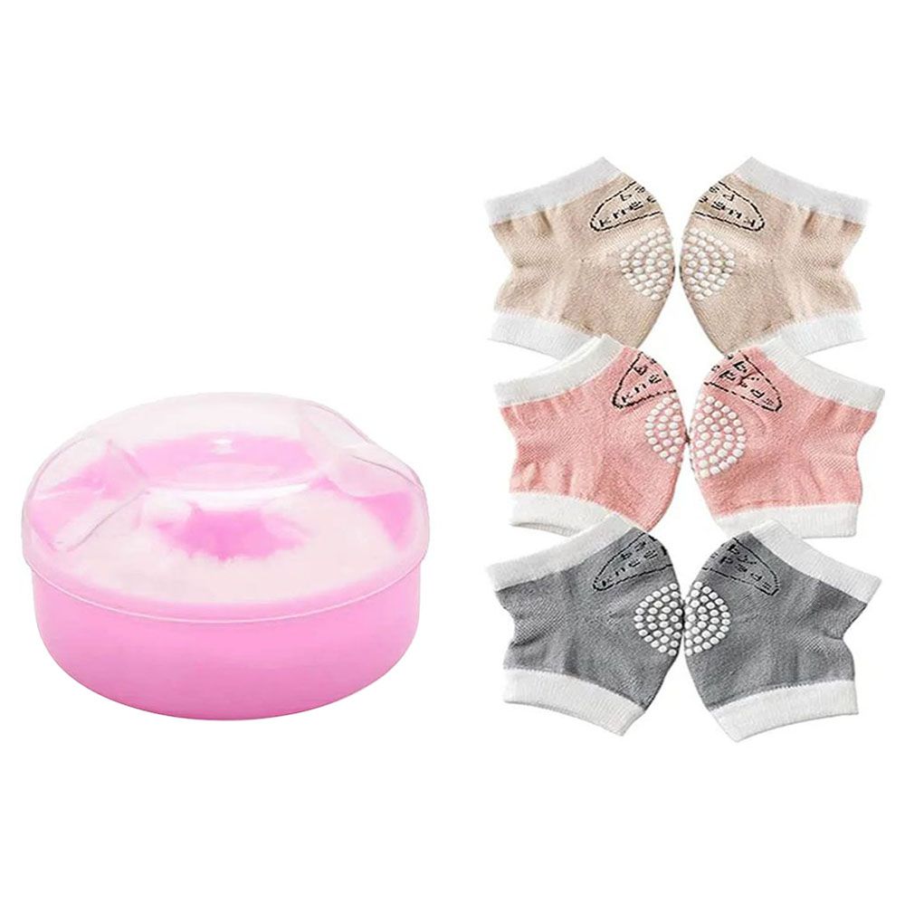 Star Babies - Kids Powder Puff w/ Baby Girl's Knee Pad 3pcs - Pink