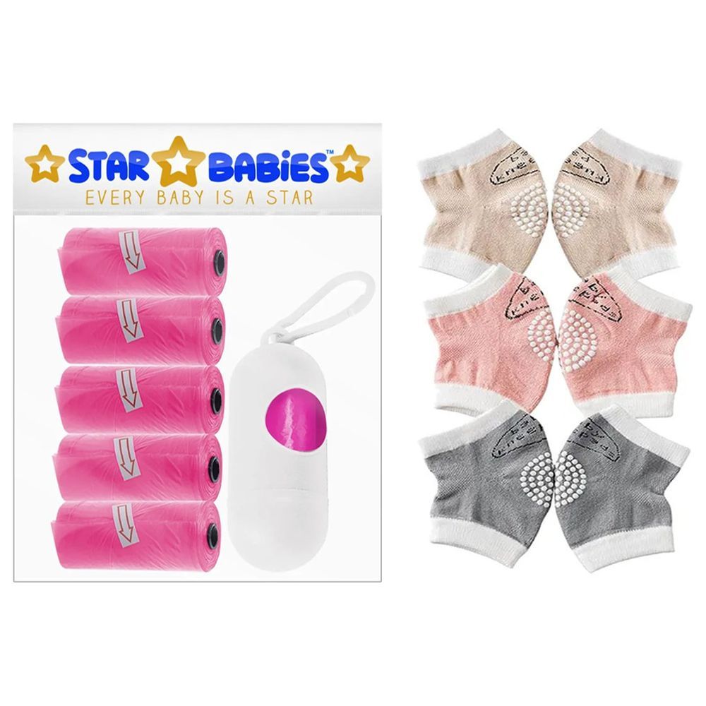 Star Babies - Scented Bag - 5pcs w/ Dispenser & Baby Girl's Kneepad 3pcs - Pink