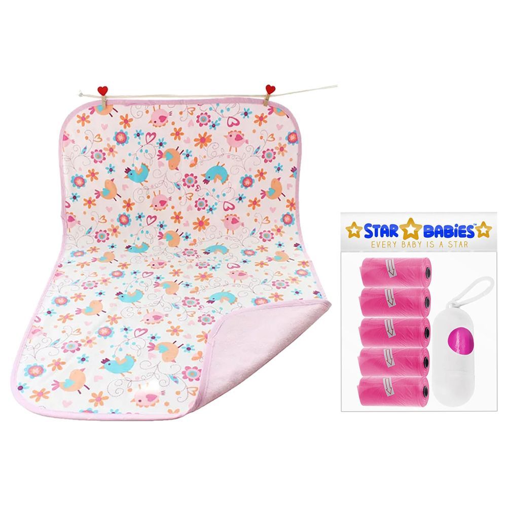 Star Babies - Scented Bag - 5pcs w/ Dispenser & Reusable Changing Mat - Pink