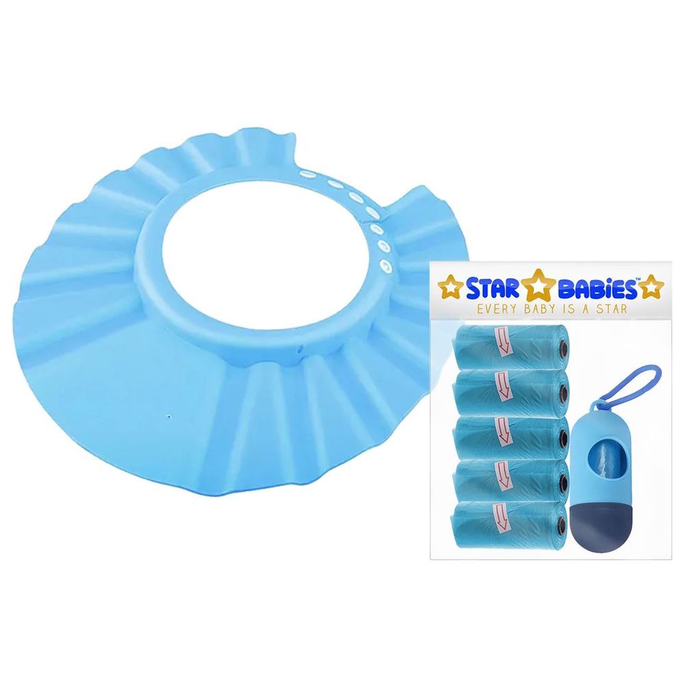 Star Babies - Adjustable Shower Cap & Scented Bag 5pcs w/ Dispenser - Blue