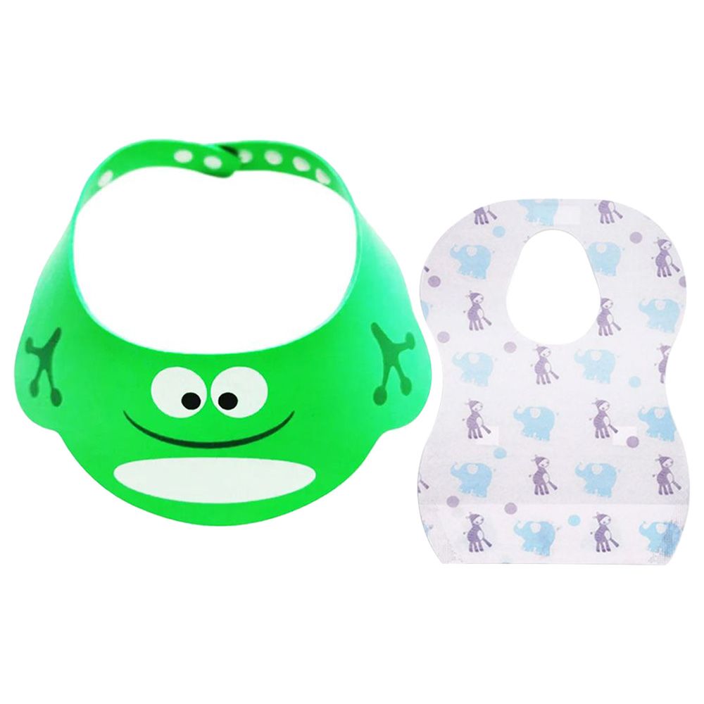 Star Babies - Kids Shower Cap w/ Printed Disposable Bibs 20pcs - Green