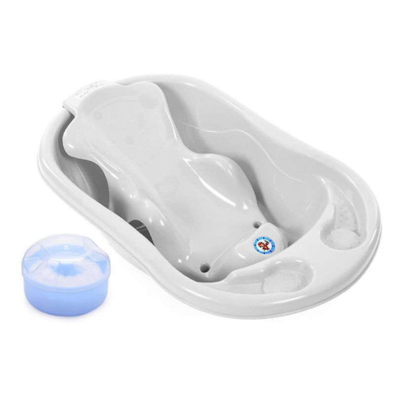 Star Babies - Sunbaby Splash Bathtub, Baby Sling With Powder Puff - White/Blue