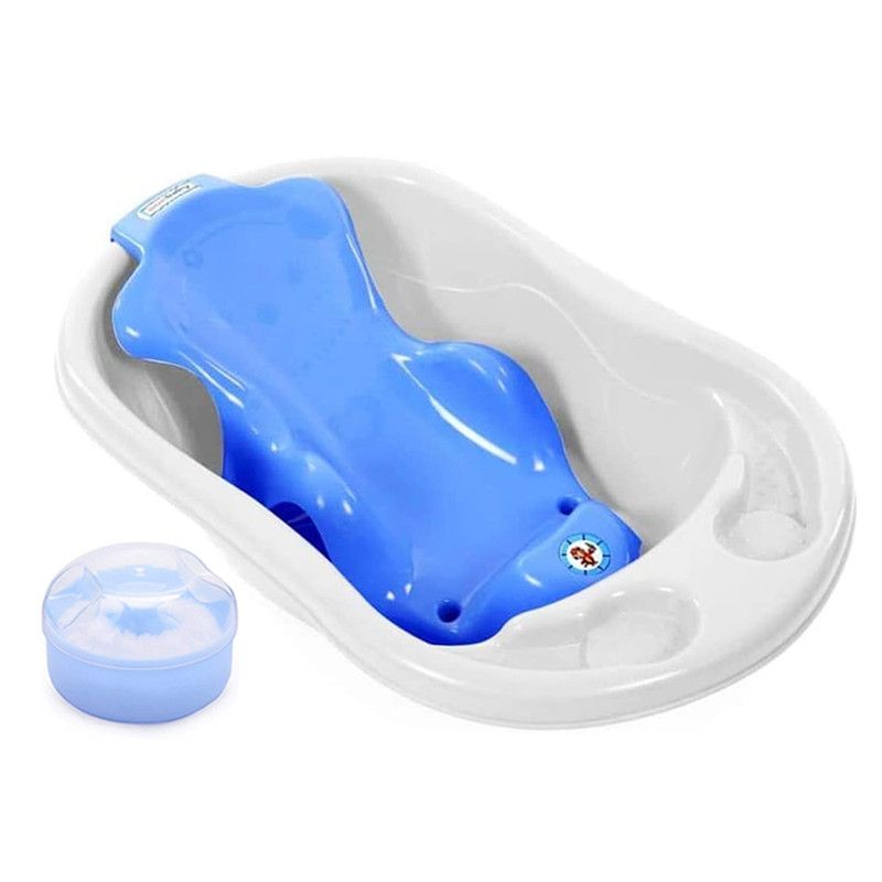 Star Babies - Sunbaby Splash Bathtub And Baby Sling With Powder Puff - Blue/White