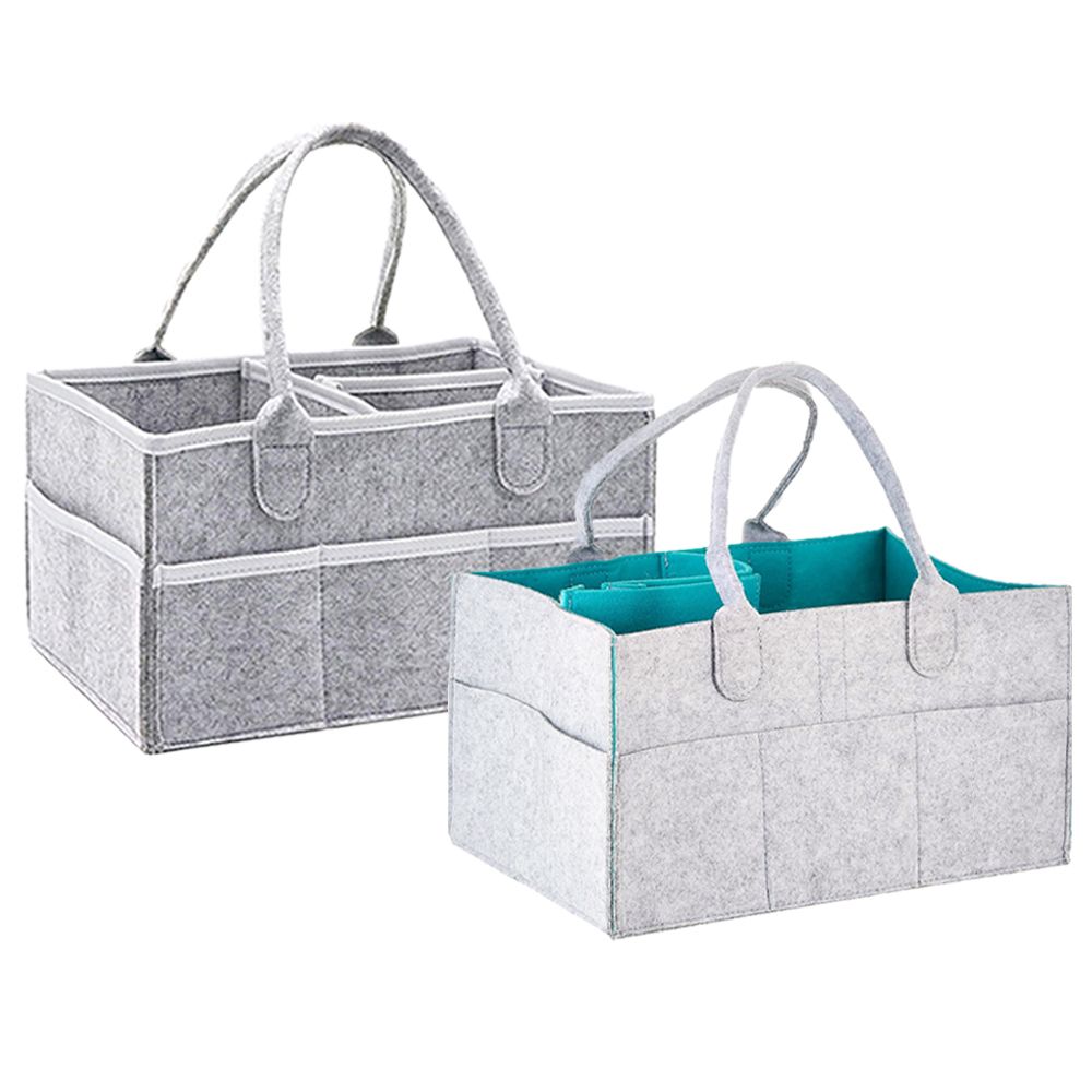 Star Babies - Baby Diaper Caddy Organizer - Pack of 2 - Grey/Grey Green