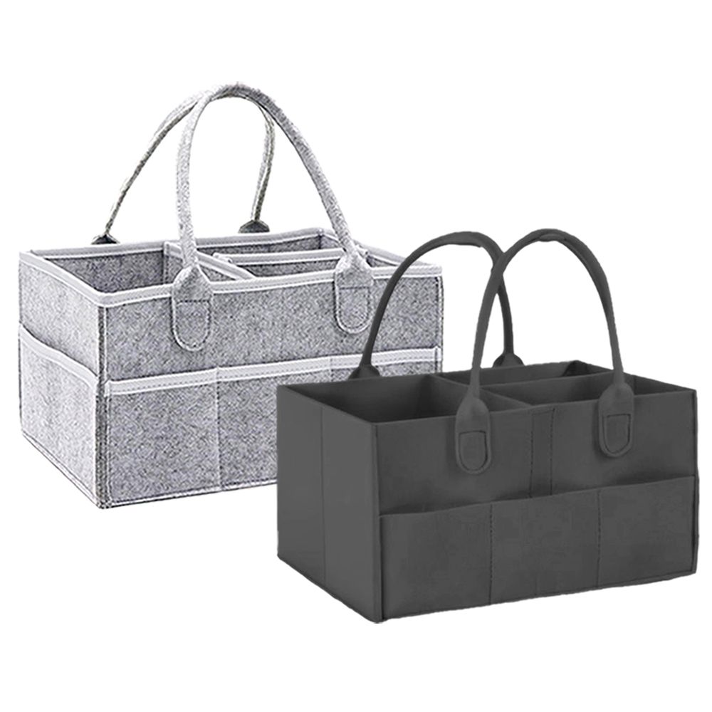 Star Babies - Baby Diaper Caddy Organizer - Pack of 2 - Grey/Black