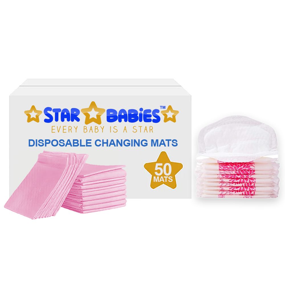 Star Babies - Disposable Changing Pads With Dispsoable Breast Pad 90Pc Set - Pink